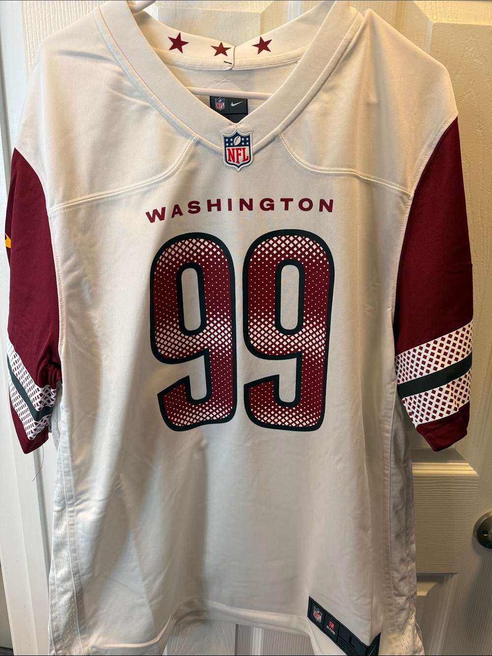 Nike Washington Football Team #99 White and Burgundy Jersey - Picture 1 of 8